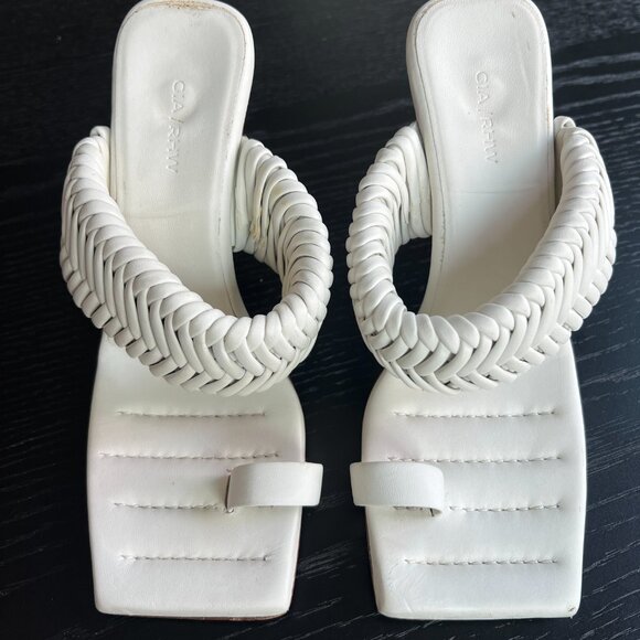 GIA / RHW Sandal Open Toe Slide Mule - EU 36 - White Leather Braided (OBO) - Picture 2 of 4